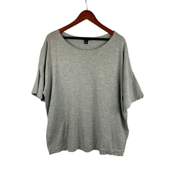 Halogen Xl Grey Loose-Fit Short-Sleeve Top - Picture 1 of 4